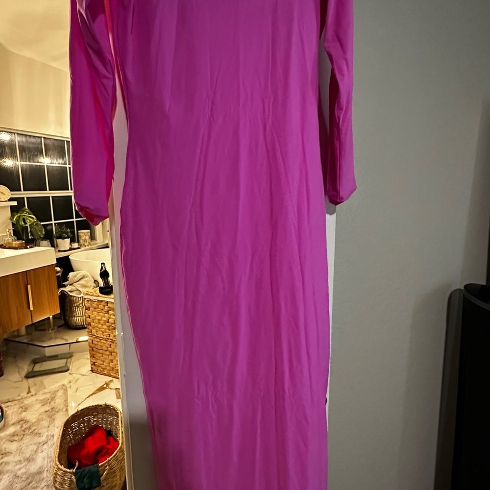 NWT SKIMS Bold Pink Long Sleeve Fits Everybody Dress